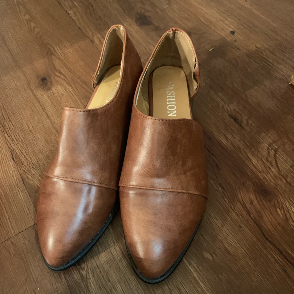 Brown low cut booties